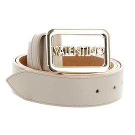 VALENTINO Around Plaque Buckle Belt W115 Ecru/Oro - Can be Shortened, Ecru / Oro