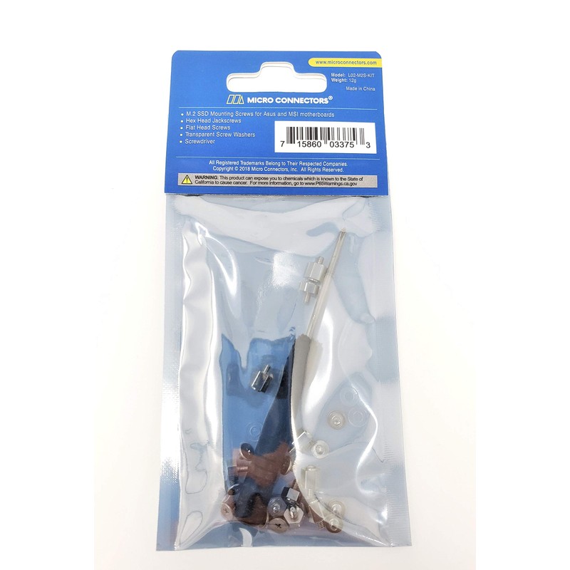 MICRO CONNECTORS M.2 SSD Mounting Screws Kit for Asus Motherboards