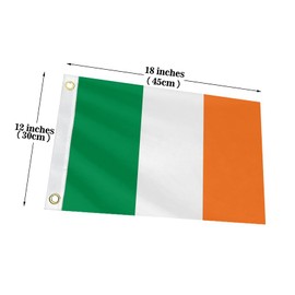 Double Sided Ireland Boat Flag 12x18IN Irish Marine Small Flag Bright Colors Fade Proof Nylon Truck Motorcycle Banner with 2 Brass Grommets Outside