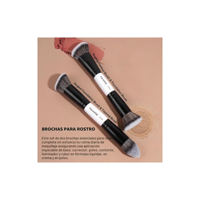 MAANGE Set de 4 Brochas de Maquillaje de Doble Punta