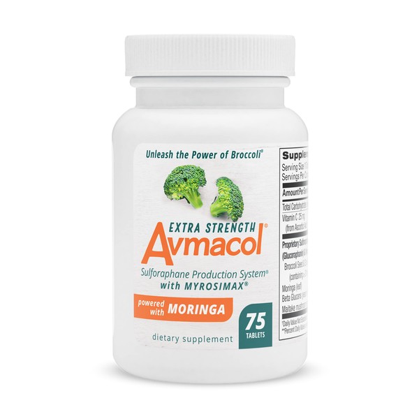Avmacol Extra Strength #1 Researched Sulforaphane-Producing Brand for Detoxification, Antioxidant Support, Immune Health, Adults & Children, Nutramax Laboratories Consumer Care, Moringa, 75 Tablets