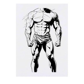 'Strongman Body' Temporary Tattoo - Water Resistant, Skin-Safe, Non-Toxic Transfer (TO00074861)