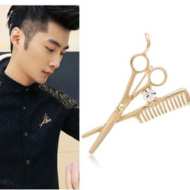 JczR.Y Scissors Comb Rhinestone Brooch Pins Women Hair Stylist Barber Fashion Brooch Jewelry Gift, Gemstone
