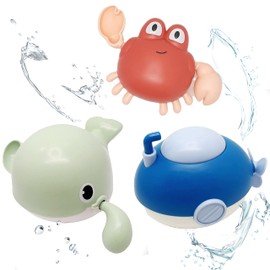 Konstantie Baby & Toddler Bath Wind-up Swimming Toys (Submarine, Whale, Crab, 3pcs)