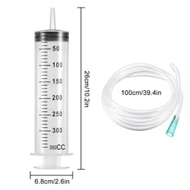 winbest Large Syringe, 350ml Plastic Syringe, Reusable Liquid Syringe with Tube and Catheter, Large Capacity Syringe for Laboratory Measuring, Garden, Industry