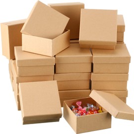 24 Pcs Square Paper Mache Box, Small Gift Box with Lid 3.9 Inch Nesting DIY Cardboard Craft Empty Boxes for Kids Adults Decoupaging Painting Crafting Storing Jewelry Treasure