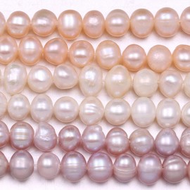 Natural Pearl Beads 100% Natural Freshwater Round Pearl Loose Beads (2 Strands) Punching 4-5mm One Strand 14.2 inch for Jewelry Making Necklace Bracelet Charms