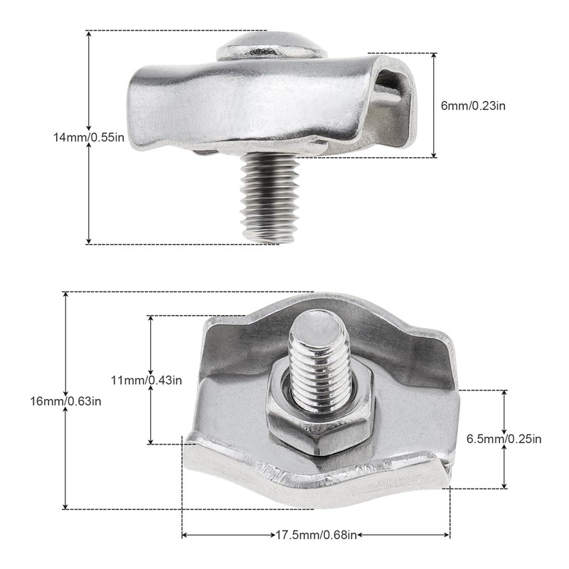 Smgda Wire Clips 20pcs M3 304 Stainless Steel Wire Rope