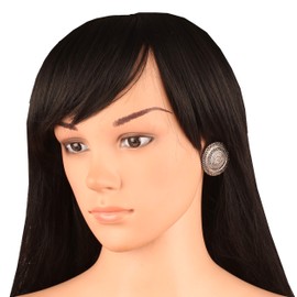 Touchstone "Tribal Bohemian Chic" Indian Bollywood Artistic Fringes Motif Designer Jewelry Big Stud Earrings For Women In Antique Gold or Silver Tone., Rhinestones, No Gemstone