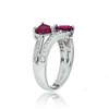 Ice Gems Sterling Silver Created Ruby and White Topaz Double