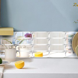 XIHACTY Peel and Stick Beveled Glass Tile. 6x2 Inch Mirror Backsplash Tiles. Cute Mirror Strip Tile for Kitchen, Bathroom Wall. 30 Pcs