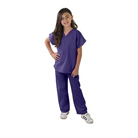 Kids Scrubs Super Soft Children Scrub Set Kids Dress up (7, Purple)
