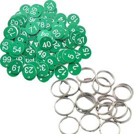 TOMMYFIELD Plastic Locker Key Band Tag Carabiner 1-100 Green