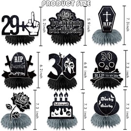 Death to My 20s Decorations Honeycomb Centerpieces, Rip to My 20s Birthday Party Decoration Include 9pcs Funeral for My Youth 30th Birthday Party Honeycomb Centerpieces for Table Decor