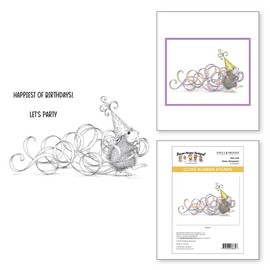 Spellbinders Party Streamers Rubber Stamp Set, Grey