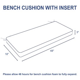 Melody Elephant Outdoor Bench Cushion, Bench Furniture Cushion 48x18x3 Inch, Porch Swing Cushions for Home Garden Loveseat Couch Sofa Glider, Stripe Red Blue