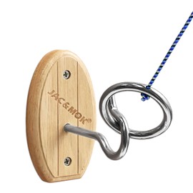 Hook and Ring Toss Game Swing Target Game DIY Kit -Stainless Steel Ring, Polyester Rope and Hardware (Short Board - Blue 1)