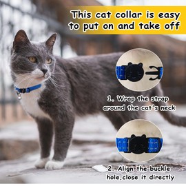 LuckyOpt 2Pcs Cat Collars with Bell, Reflective Cat Collar with Quick Release Breakaway Buckle, Adjustable 22-35 CM Kitten Collar to Fit Most Cats Daily Accessories (Blue+Green)