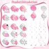 36 Pcs Pink Christmas Party Hanging Swirl Decorations Set,Xmas Holiday