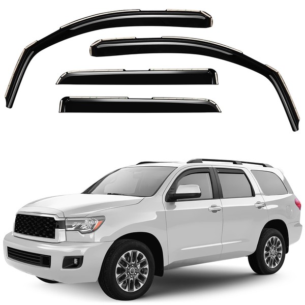 Window Deflectors Smoke Tinted in-Channel Side Window Vent Visor Deflectors