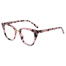 Firmoo Women Blue Light Blocking, Cat Eye Computer Glasses, Anti Glare Anti Eyestrain Acetate Full Frame Blue Light Blocker Eyewear (Pink,Pattern)