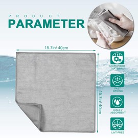 Modixun 6Pcs Microfiber Glass Cleaning Cloths, Highly Absorbent Lint Free Streak Free Wash Cloth for Windows Windshields Mirrors Stainless Steel, 40 x 40cm, Gray