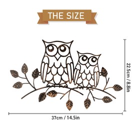 YiYa Metal Owl Decor Metal Owl Wall Art Decor for Home Living Room Bedroom Garden Patio Indoor or Outdoor Decor