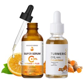 Vitamin C & Turmeric Face Serum For Aging & Wrinkles - Oil With 20% Vitamin C, Improves Dark Spots & Fine Lines, Moisturizing Skin Care Formula