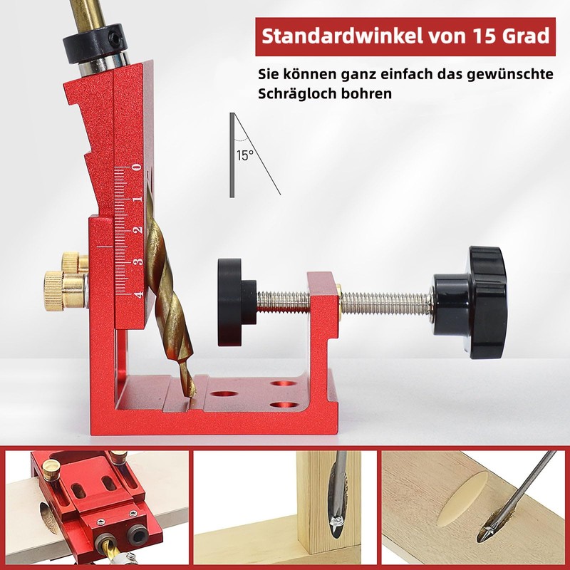 Adjustable Wooden Dowel Pocket Hole Drilling Template, Angle Drilling Aid,