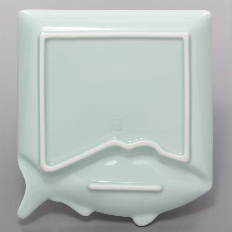 Hasamiyaki 303346C501 Fish Plate (Toto Plate), Square Plate, Aji, Celadon