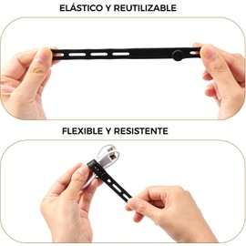 20 Piezas Organizador de Cables Organizador de Cables Ajustable de Silicona Atadura para Cable, Enrollador de Cables, Sujetador de Cables (Negro 10pcs y Blanco 10pcs)