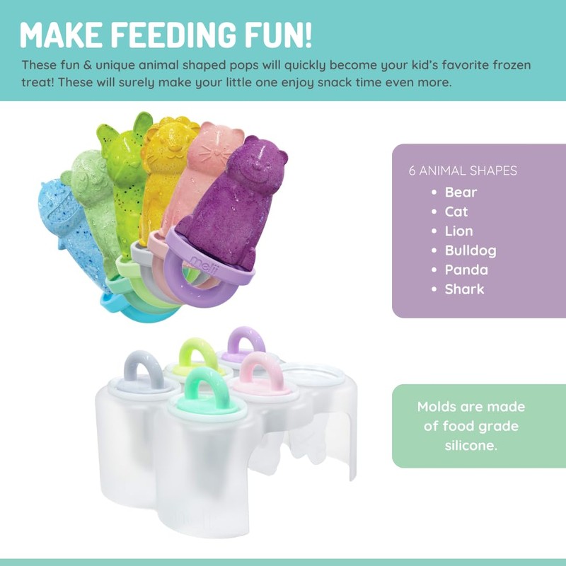 melii 6 Piece Animal Ice Pops with Tray