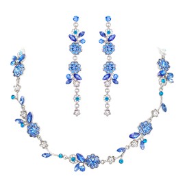 Clearine Flower Jewellery Set for Women Beautiful Impressive Crystal Elegant Marquise Cluster Necklace Long Dangle Drop Earrings Party Prom, Crystal