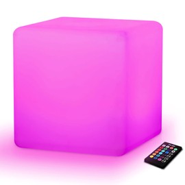 Mr.Go 12-inch Rechargeable Magic LED Light Cube Stool with Remote Control Fun Mood Lamp Soothing Night Light Decorative Lighting for Home Kids Bedside Bedroom Nightstand Nursery Pool Party