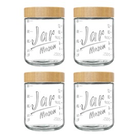 Xyptorix 4-Pack Overnight Oats Containers with Bamboo Lids, 16oz Airtight Glass Meal Prep Jars for Oatmeal, Yogurt, Parfaits, Chia Pudding, Leakproof Mason Jars for Overnight Oats & Food Storage