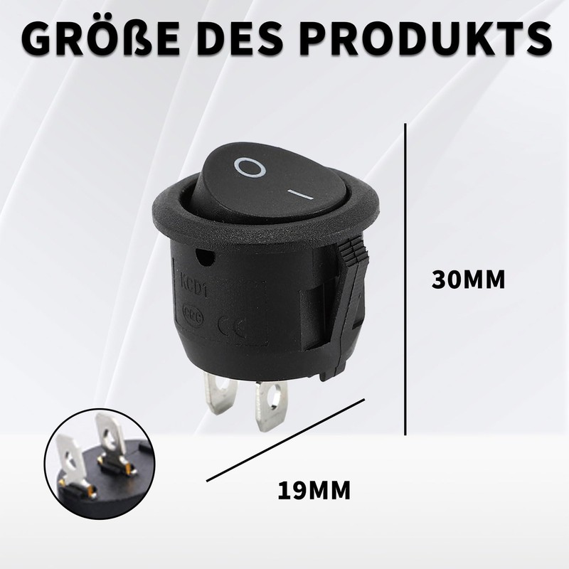 Pack of 5 Toggle Switch 12 V, Rocker Switch 12
