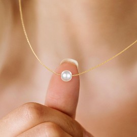 TINGN Gold Necklaces for Women -14K Gold Plated Pearl Pendant Necklace Pearls Strand Necklaces Chain Necklace Minimalist Wedding Jewellery for Women Girls