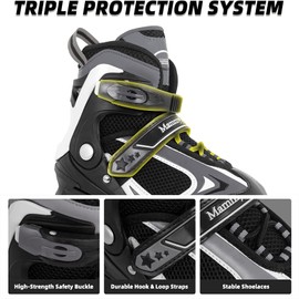 MammyGol Adjustable Inline Skates for Kids with Light up Wheels,Flashing Beginner Blades Skates for Boys and Girls Small -Little Kid (10-13US)