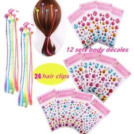 Spa Party Favors for Girls Multiple Spa Party Supplies (12 Tote Bags, 12 MINI Emery Boards,12 Colored Hair Clip Braids, 24 Toe Separators, 12 Body Jewels, 12 Unicorn Nail Decal Sets) with 1 or More