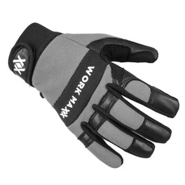 WORKMAXX Gardening Working Gloves Garden Thorn Proof Flexible Heavy Duty Leather Mechanic Utility Dexterity Breathable Construction Gloves for Work Mens Women (GREY, LARGE)
