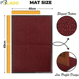 BLADO Washable Door Mats Indoor & Outdoor - Non-Slippery Heavy Duty Doormats Indoor - Stylish & Large Rubber Door Mat - Perfect Dust Grabbing Outdoor & Indoor Door Mat (Red, 40cm x 60cm)