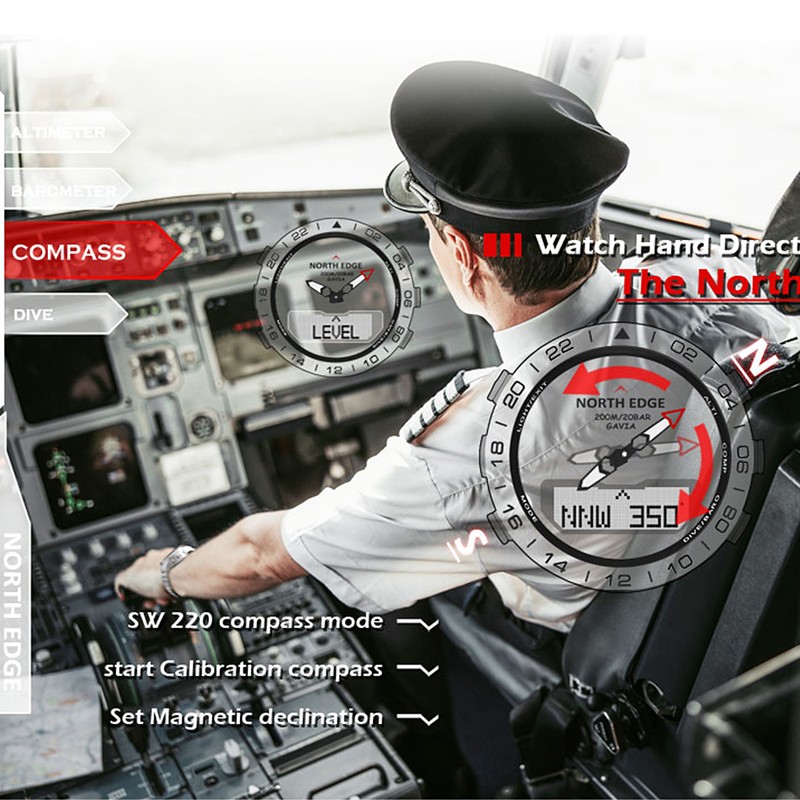 Men Sports Watch Digital Analog Display Diving Watch Water Resistant