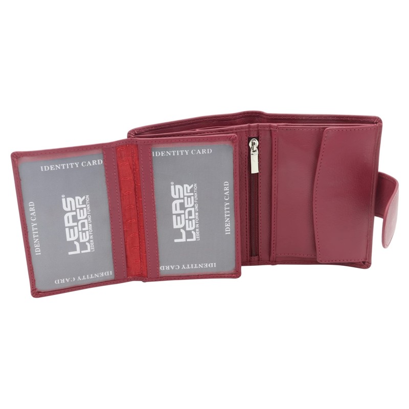 Wallet with outside lock LEAS, Genuine Leather, red - ''LEAS