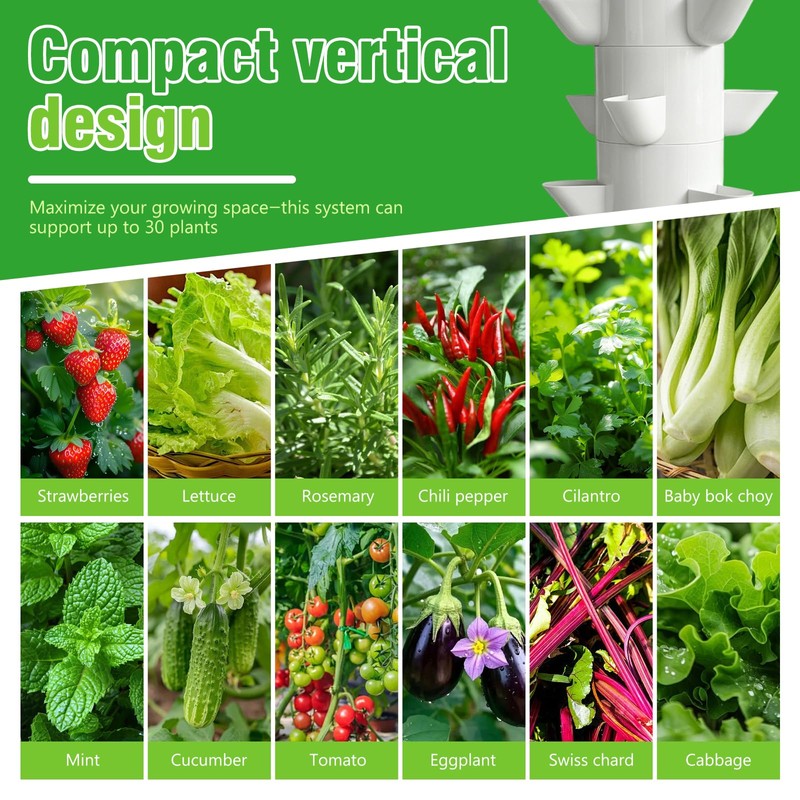 YTQHERQR Hydroponics Tower Indoor Growing System Vertical Garden Planter Indoor