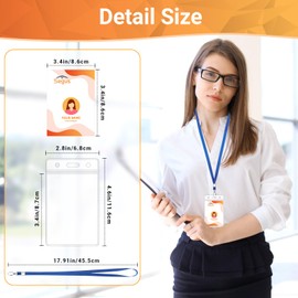 Segus Lanyard, Pack of 20 Card Holder with Strap, Card Holder ID, Waterproof ID Card Holder with Lanyard, Blue, for Office, School, Conferences (Vertical)