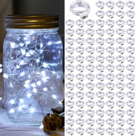 chzk 100 Pack LED Fairy Lights Battery Operated, 7Ft 20LED Mini String Lights Waterproof Twinkle Lights Firefly Starry Moon Lights for Mason Jars Wedding Christmas Party Bedroom Decor