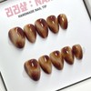 Caramel Wood Handmade Nail Tips - Short Ballerina / 카라멜