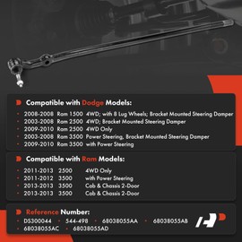 A-Premium Front Outer Right Tie Rod End, Compatible with Ram 2500 3500 2011-2013 & Dodge Ram 1500 2008, Ram 2500 3500 2003-2010