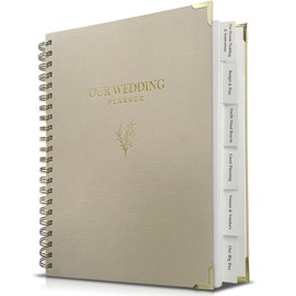 WeddingGiftsWedding Wedding Planner Book and Organizer for Bride - Elegant Linen Cover Wedding Planning Binder with Checklists,Pockets & Calendars,Perfect Engagement Gifts for Couples(Apricot)