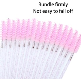 Varitas de pestañas desechables para pestañas, aplicadores de maquillaje, bobinas de cejas, cepillos para extensiones de pestañas, 100 pinceles de cristal (rosa)